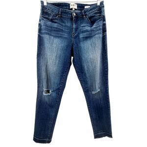 William Rast Medium Wash Blue Distressed Ankle Skinny Denim Jeans Women's Sz 32